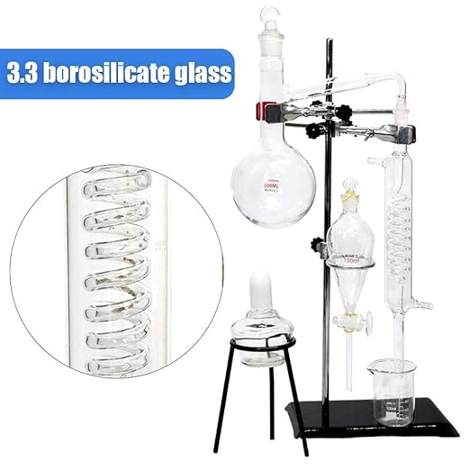 Labware Set 500ml Essential Oil Extraction Distillation Apparatus Water Distiller Purifier Glassware Kits Hydrosol, Home Distillation kit
