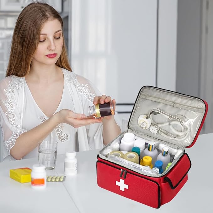 First Aid Bag Empty - Portable Medical Organizer Kit for Supplies, Travel, Home, Car & Outdoor Camping Hiking, School, Office Emergency Preparedness, Bag Organizing First Aid Supplies