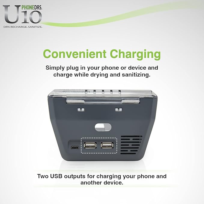 U10 UV-C Cell Phone Sanitizer with Dryer and Charger | Cleans, Dries and Charges All Phones