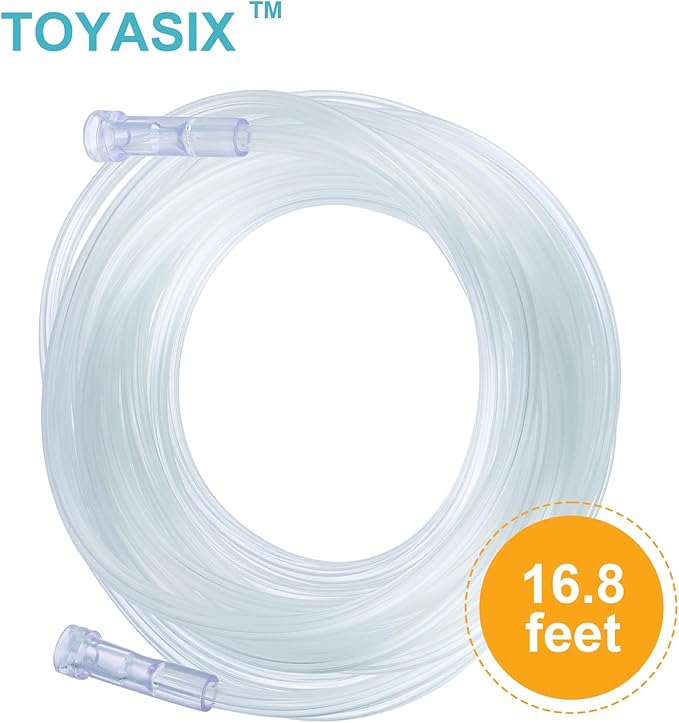 Oxygen Supply Tubing - Premium Crush-Resistant with Curved Prongs, High Flow Oxygen Tubing for Oxygen Concentrator Machine, Nebulizer Tubing & Oxygen Therapy - 16.8 FEET 3 Pack