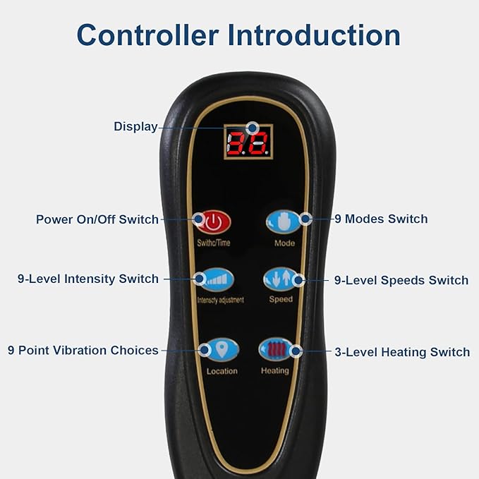 Full Body Massage Mat - 9 Massage Modes Electric Heating Vibration Massage Pad, Neck Foot Back Massage Detachable Massage Pillow, Anti-Slip Bottom Foot Massagers