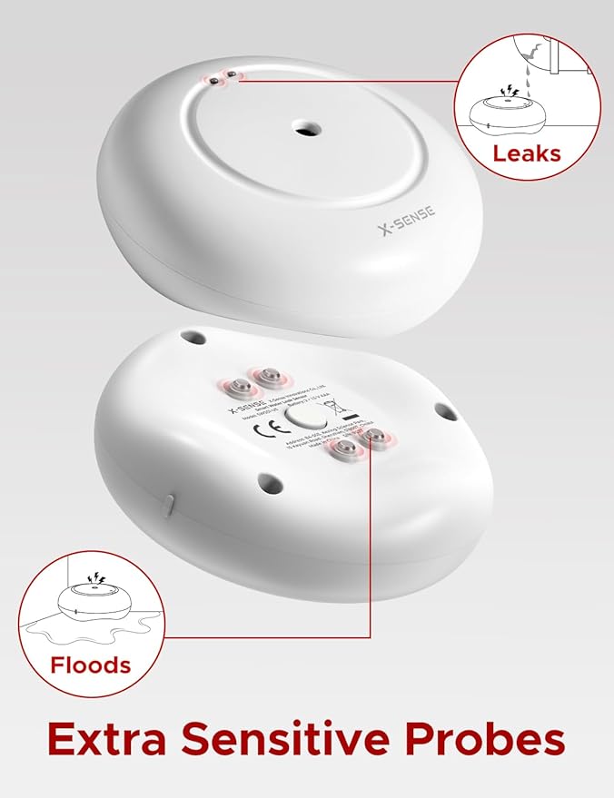 X-Sense Smart Water Leak Detector, Wi-Fi Water Sensor, an Accessory for SWS54 Water Sensor Kit, Single Pack, Model SWS51, 3-Pack