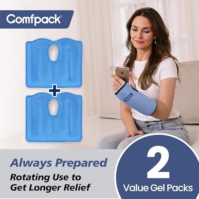 Wrist Ice Pack Wrap Wrist Brace Compression Sleeve for Carpal Tunnel Relief, 2 Gel Ice Packs for Injuries Reusable, Hot Cold Therapy for Sprain, Hand Surgery, Gifts for Men Women