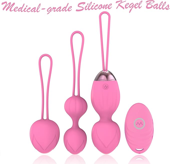 Kegel Exerciser, Kegel Weights Set for Female Pelvic Floor Exercises, Set of 3 Premiun Silicone Kegel Exercise Trainer Kit for Women: Beginers&Advance (Pink)