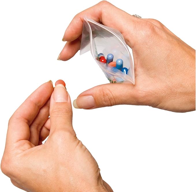 Apex Pill Bags Disposable Pill, Vitamin, and Medicine Organizer Pouches, Zippered Seal Bags with Spill-Proof Airtight Seal, Pocket Sized and Travel Friendly, Easy to Use, 50 Count, BPA Free
