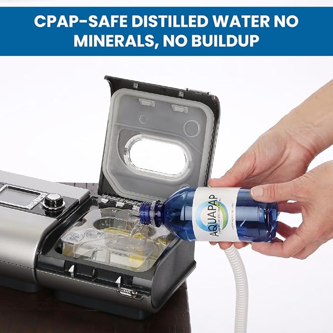 AQUAPAP 16.9 Ounce 6 Pack Vapor Distilled CPAP Water | 2-3 Nights per Bottle | for Resmed Machines