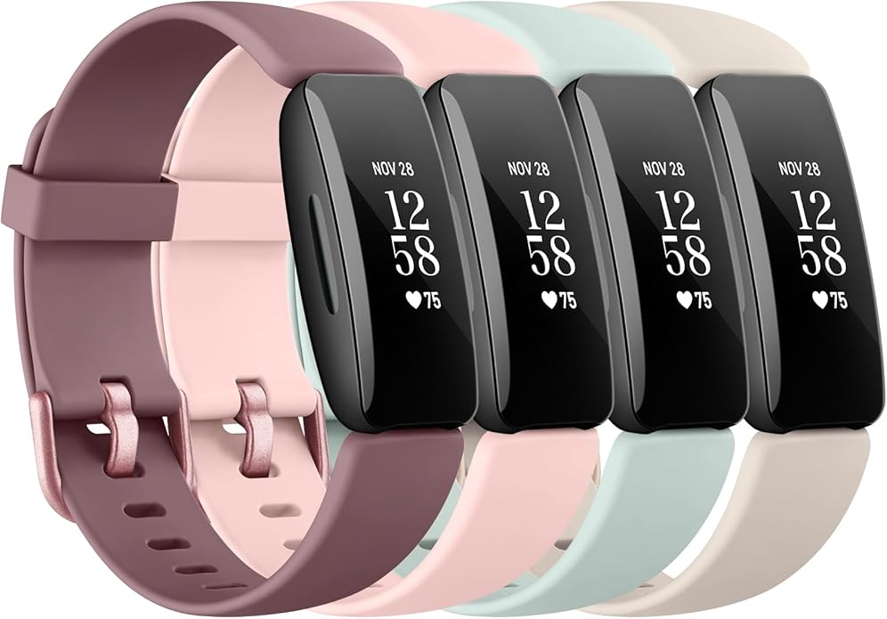4 Pack Bands Compatible with Fitbit Inspire 2 Bands for Women Men, Adjustable Replacement Sport Wristbands Straps for Fitbit Inspire 2 / Ace 3