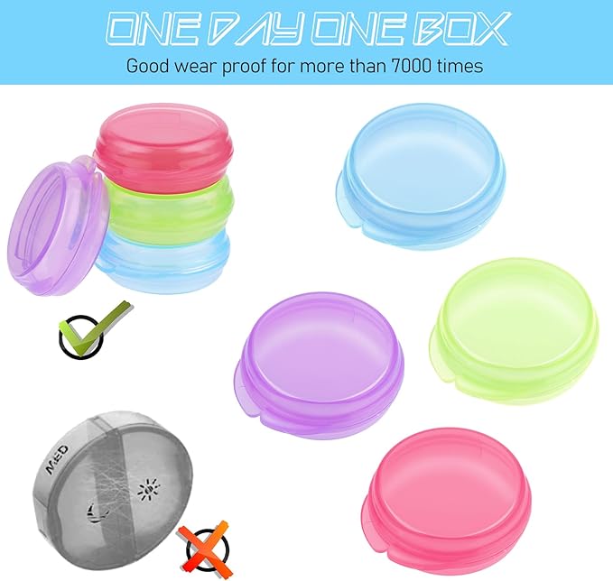 4Pcs Small Pill Box Cute Portable Pill Case Travel Pills Organizer Case Medicine Dispenser Earplug Container Vitamin Holder Liver Oil Storage Case for Women Men Pocket Purse Briefcase