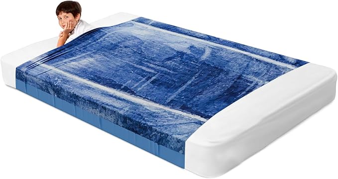 Deep Pressure Sensory Bed Sheet – Full Sensory Compression Sheet Breathable Sleep Pod Blanket for Better Sleep Support – Calming Compression Blankets for Kids and Adults Classic Denim