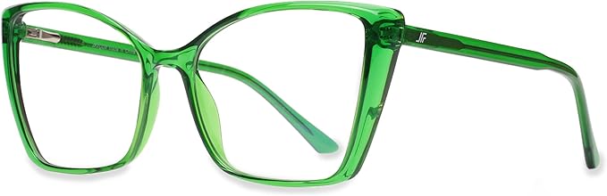 Blue Light Blocking Glasses for Women, Oversized Trendy Cat Eye Computer Gaming Glasses Anti Glare & UV Glare RF6204 (Basil Green Cateye Frame)