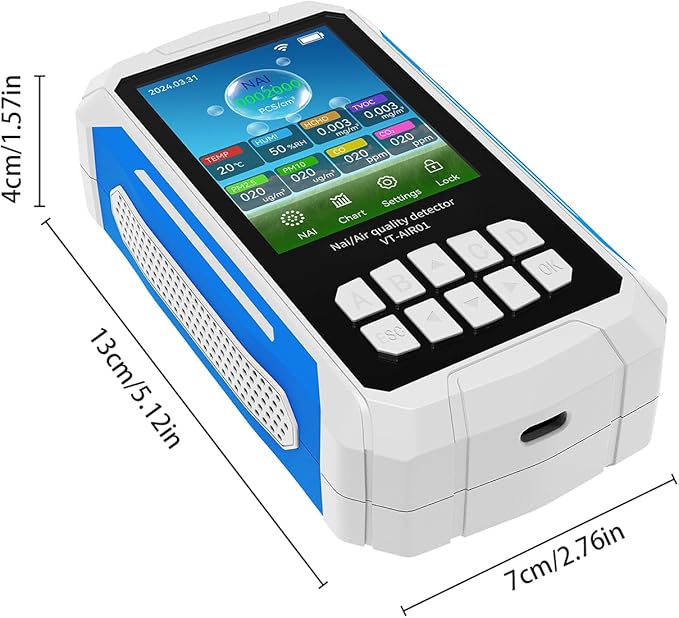 Garosa Air Quality Detector & Ionizer Meter Portable Air Tester with VOC PM2.5 CO2 Temp Humidity for Home Car Office & Negative Ion Monitoring (White)