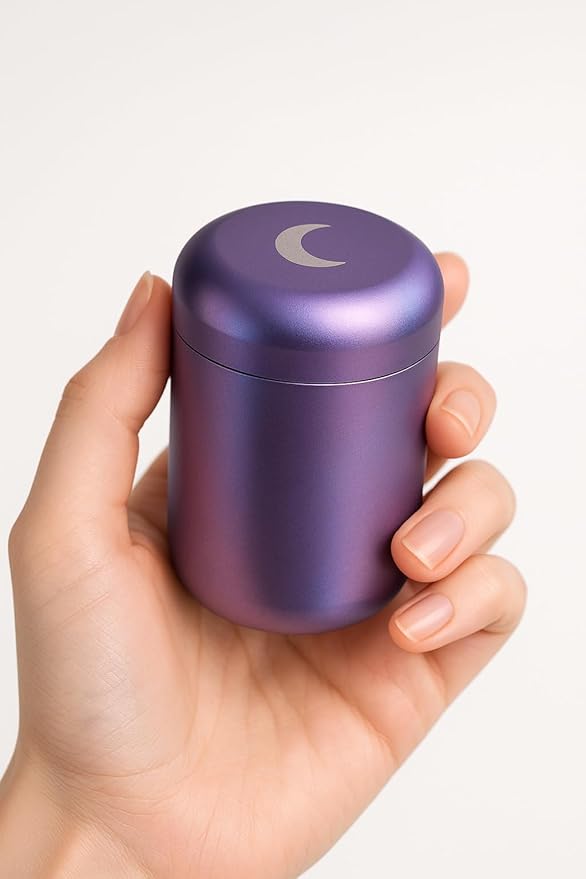 Brando Moon Metal Pill Container Airtight Storage Jar - 1.8 x 2.8” Pocket Size Portable Pill Box Case – Sturdy Storage Organizer for Coffee, Pills and other Small Components while Traveling