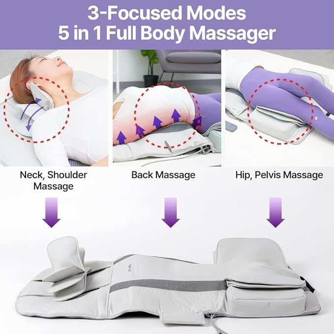 DR. WELL 2026 New, Full Body Stretching Massage Mat 3D Lumbar - Neck, Back, Waist, Hip Relaxation. 26 Powerful Air Cells, 7 Massage Modes & 5 Intensities Levels. Foldable & Portable Mattress.