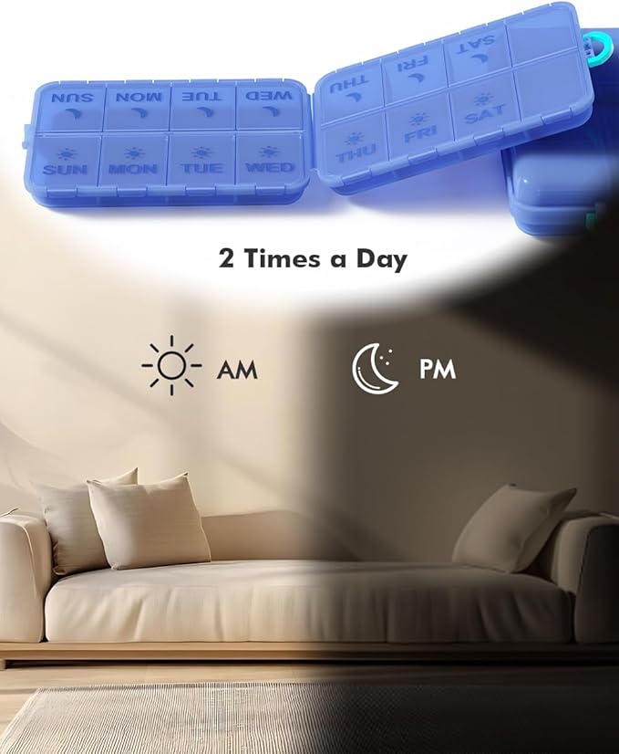 Pill Organizer Medicine Organizer Travel Essentials - Travel Pill Case with Labels, Large Daily Medicine Dispenser