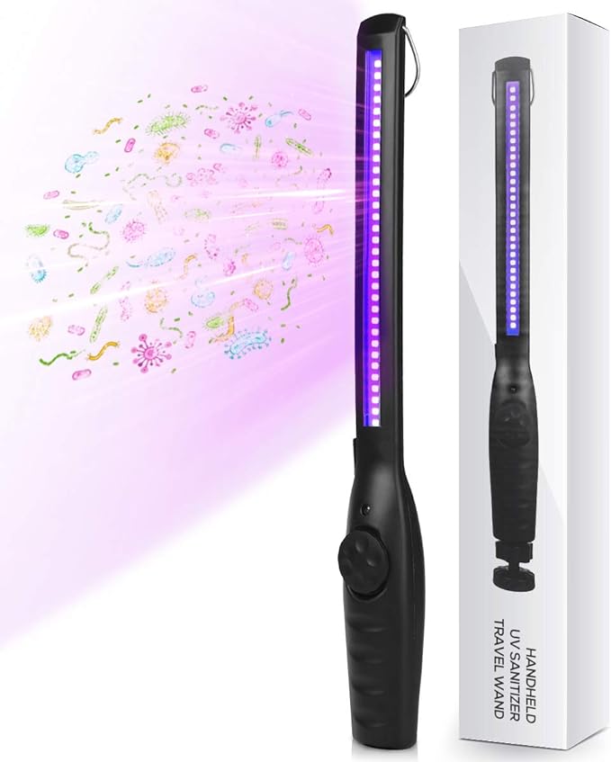 UV Light Sanitizer, Portable UV Light Disinfection Lamp USB Rechargeable Ultraviolet Light Sanitizer for Home Hotel Travel Car Kills 99% of Germs Viruses & Bacteria UV Light Sanitizer Wand 1 Pack