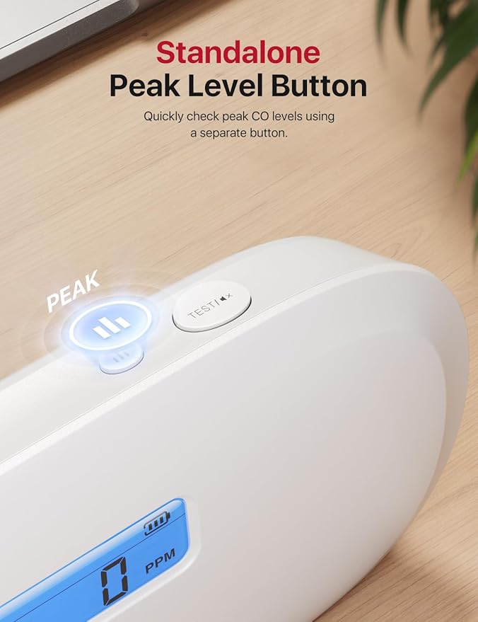 X-Sense Smart Carbon Monoxide Detector XC0C-iR, Silence via App, CO Alarm with LCD Digital Display, Carbon Monoxide Alarm with Replaceable Battery, 1-Pack