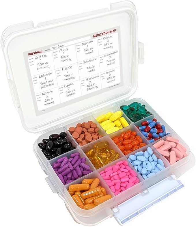 8 and12 Compartment Large Pill Cases with Airtight Seal - Silicone Gasket Waterproof Med Box with Medication Map (Combo Pack - 8 & 12 Compartment)
