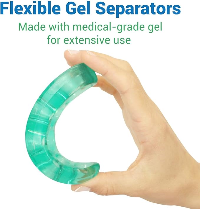 ViveSole Toe Separators for Men & Women Medium (2 Pairs) - Silicone Gel Spreaders - Therapeutic Spa Stretchers for Plantar Fasciitis, Bunions, Overlapping Hammer Toe Spacers - Metatarsal Yoga Cushion