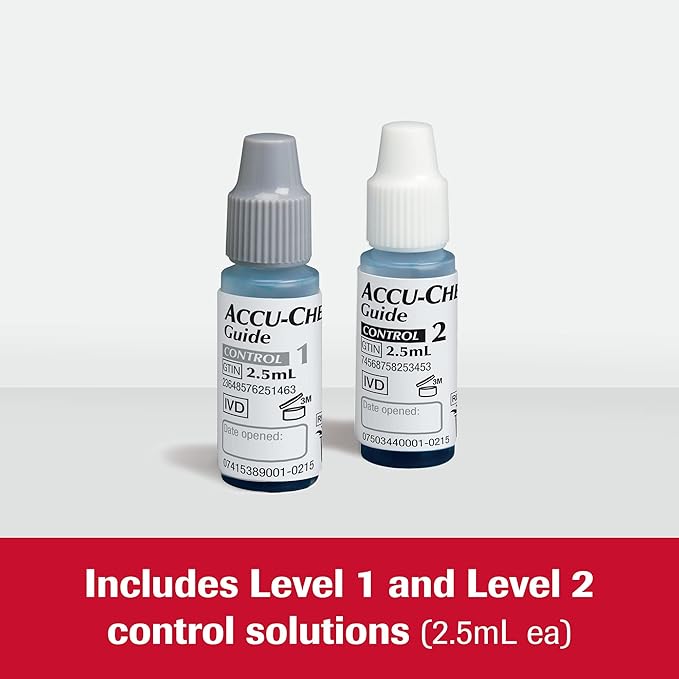 Accu-Chek Guide Glucose Test Strips Kit for Diabetic Blood Sugar Testing: 200 Test Strips and Control Solution