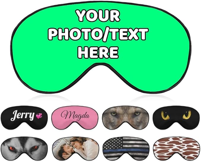 AMAPARK Custom Eye Mask for Sleeping Personalized with Picture Text Logo Sleep Masks Gift for Wedding Anniversary Party Favor, Spring Green