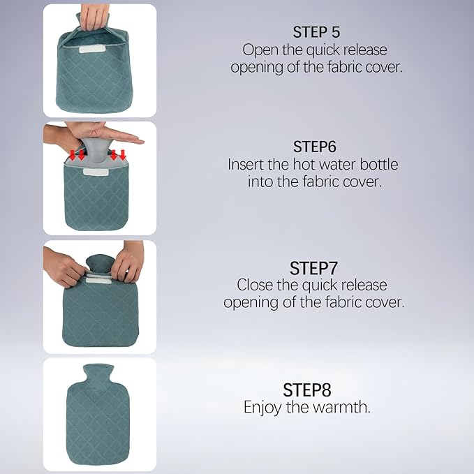 FORICOM Hot Water Bag with Cover for Pain Relief, Hot Water Bottle for Menstrual Cramp, 2L Classic Hot Water Bottle(Dark Grey)