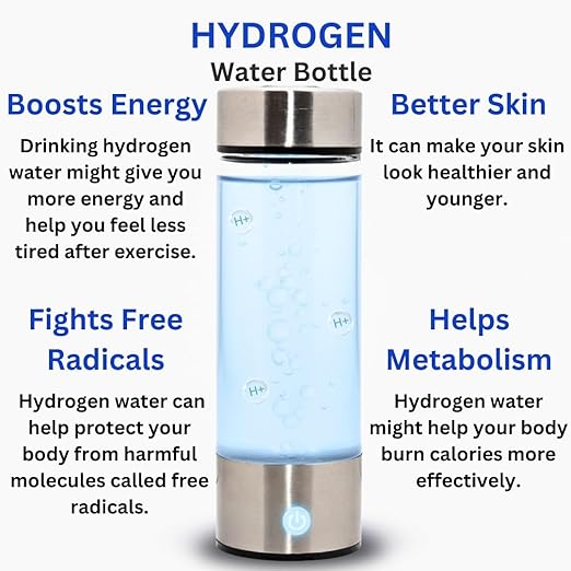 OU Hydrogen Water Bottle, Portable Hydrogen Water Ionizer Machine, Hydrogen Water Generator, Plug-in Powered Hydrogen Rich Water Glass Health Cup for Home Travel (Hydrogen Bottle only)