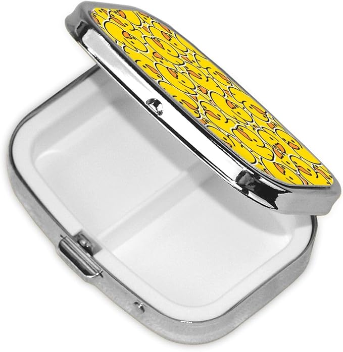 Pill Box with 2 Compartment Medicine Pill Case, Cute Yellow Rubber Duck Portable Pill Box for Pockets Purse Tote Bag, Pill Box Decorative Vitamin Organizer Unique Gift
