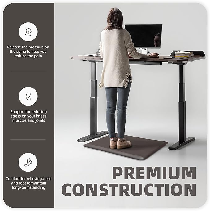 Color&Geometry Anti Fatigue Floor Comfort Mat 3/4 Inch Thick 17"x24" Perfect for Standing Desks, Kitchen Sink, Stove, Dishwasher, Countertop, Office or Garage, Brown