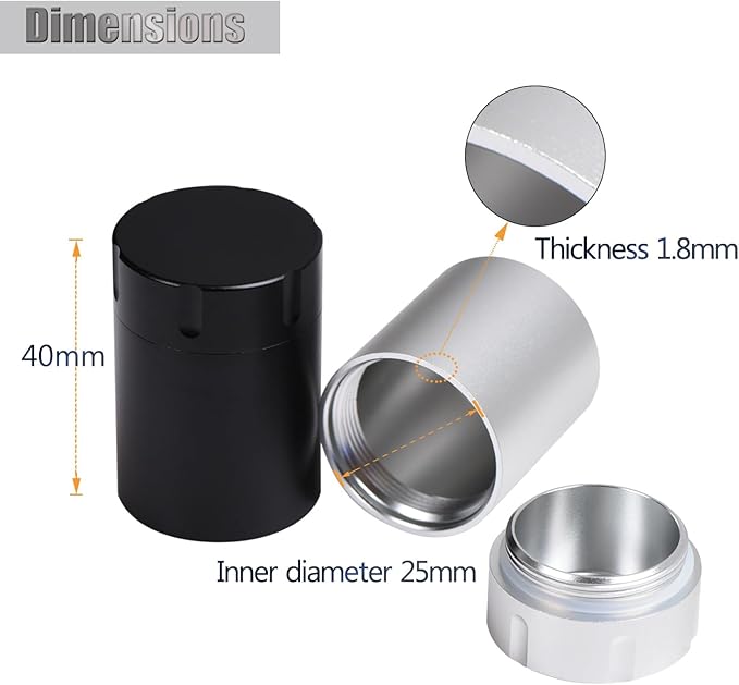 Portable Metal Small Pill Case, Aluminium Alloy Round Pill Box for Travel, Waterproof Pill Box Organizer, Pocket Daliy Pill Holder Pill Container for Medicine Vitamin Fish Oils (Silver)