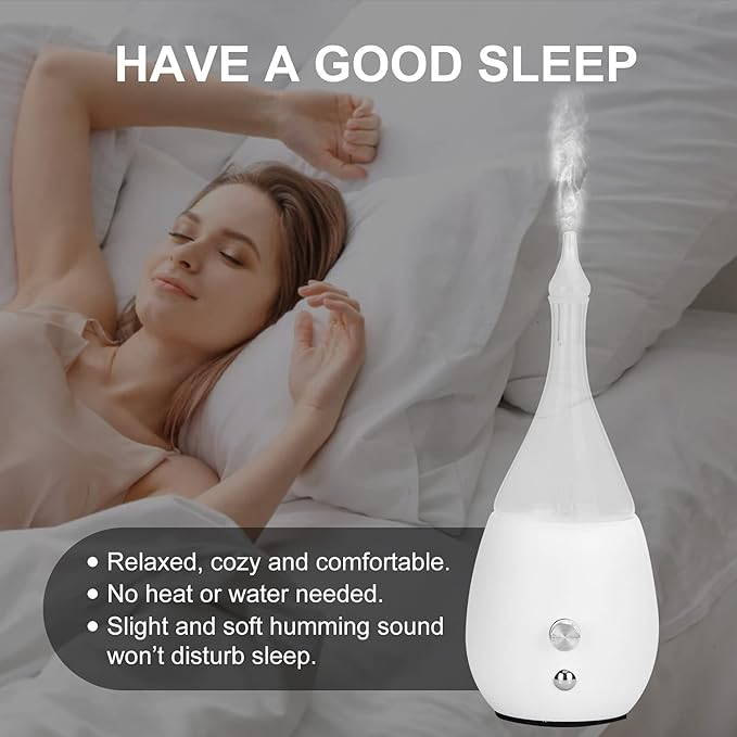 Lychee Essential Oil Diffuser Humidifiers, Quiet Diffuser, Small Aromatherapy Diffuser,7 Colors Light Adjustable with Wood Grain Base for Home Bedroom Office Yoga Nice Gift (White)