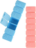 2Pack Weekly Pill Organizer,7 Days Pill Cases Travel Daily Pill Box Medicine Organizer Pill Box 7 Day Pill Organizer Weekly for Fish Oil, Calcium Tablets Supplements and Other Vitamin Pill (Pink+Blue)