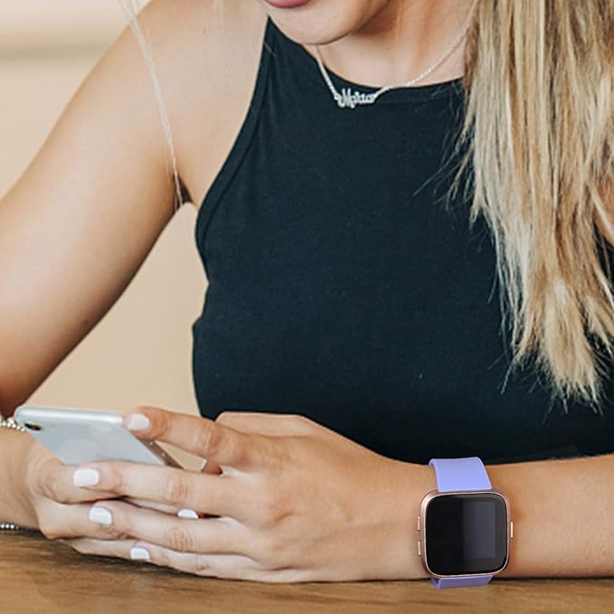 8 Pack Sport Bands Compatible with Fitbit Versa 2, Classic Soft Silicone Replacement Wristbands Straps for Fitbit Versa Smart Watch Women Men (8 Pack B, Small)
