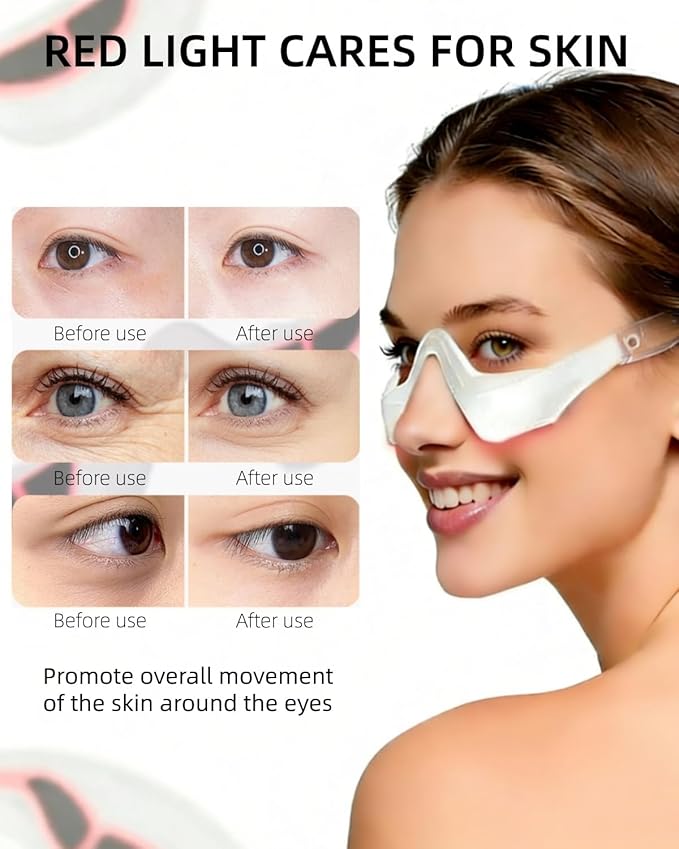 Under Eye Red Light Therapy Glasses, Red Light Therapy Device for Eyes, Newtiful Eye Pods for Eye Bags, Lightweight Eye Massager for Women & Men Gift, Eyepods for Dark Circless Eye Strain