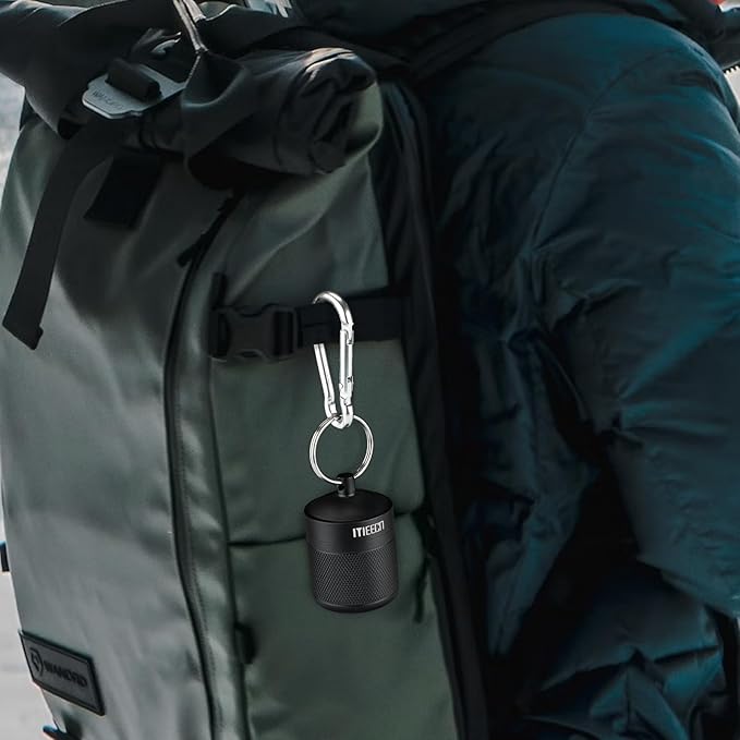 Keychain Pill Holder, Box, Aluminum, Waterproof Container, Pill Organizer for Outdoor Travel Camping, Size: 1.6 x 1.6 x 2 in (Black)