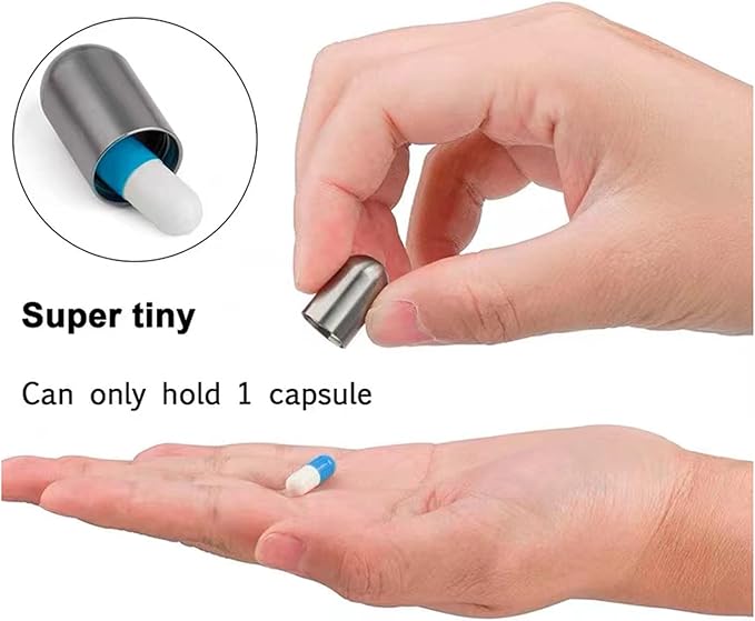 Micro Pill Fob Keychain, Titanium Pill Holder Necklace, Waterproof Outdoor Pill Capsule Container, Lightweight Daily Travel Pill Case Carrier for Camping Emergency First Aids
