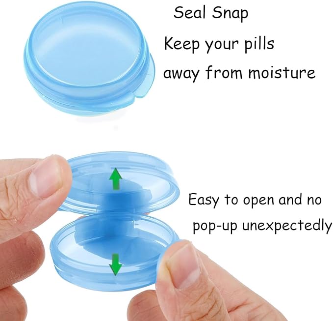 Small Pill Box (6 Pack) Travel Pill Container Small Pill Organizer Portable Daily Mini Medicine Case Holder for Pocket Purse Travel Medicine Cod Liver Oil Storage Box Earplug Case Blue