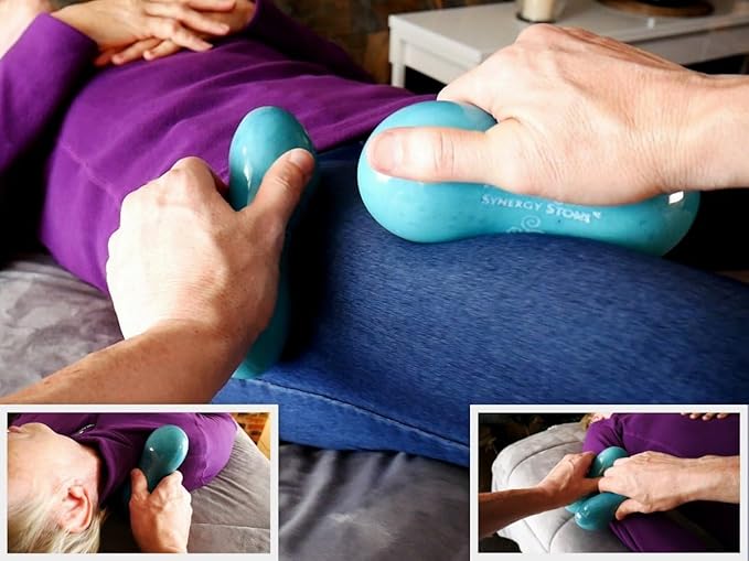Blissful (Midnight Black)(Single) Synergy Stone - Contoured Hot Stone Massage Tool - Relaxing and Therapeutic for Neck, Back, Legs, Feet - Ultra-Smooth for Massage on Skin with Oil or Over Clothes