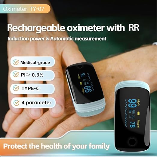 Finger Pulse Oximeter, Fingertip Blood Oxygen Saturation with Pulse Monitor, Oximeter with Lanyard, Pulse Oximeter for Sport and aviation use (blue)