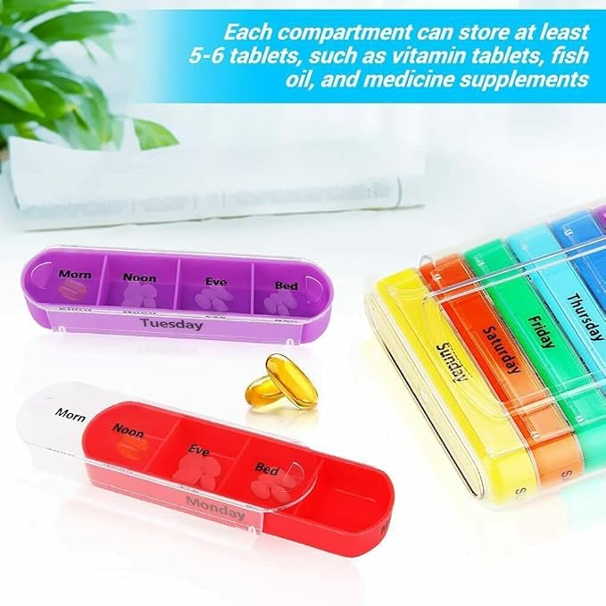 Weekly 7 Day Pill Organizer, Travel Pill Box, Pill case, Medicine Organizer, Pill Container, Pillbox 7 Day, Pill Dispenser, Medication Organizer, Pill Organizer Weekly