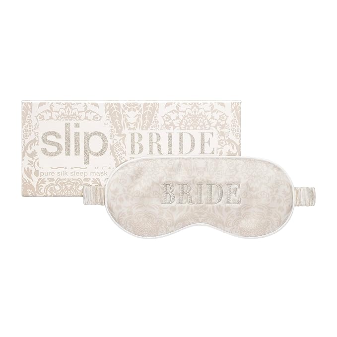 slip Silk Sleep Mask - Bridal Collection - Bride - 100% Pure Mulberry 22 Momme Eye Mask - Comfortable Sleeping Mask with Elastic Band + Pure Silk Filler and Internal Liner