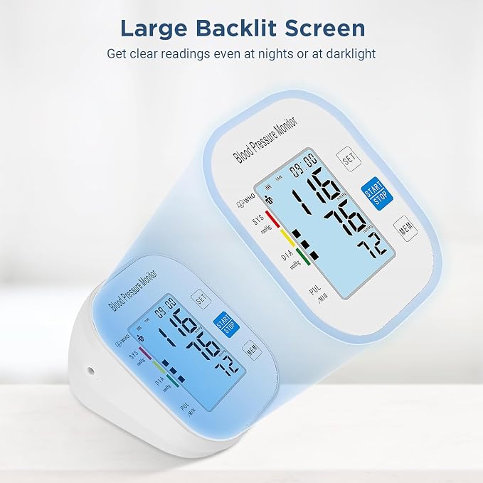 Blood Pressure Monitors, Automatic Upper Arm Blood Pressure Machines for Home Use with Large Cuff Adjustable BP Machine for Adult Elderly BSX583 (White)