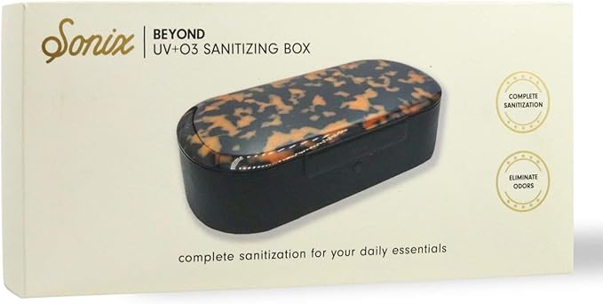 Sonix Beyond UV+O3 Sanitizer Box and Universal Charger UV and Ozone Disinfector for Phone, Mask, Makeup Brush, Nail Tool (Brown Tort)