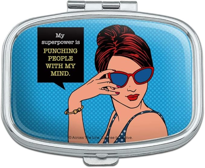 My Super Power is Punching People with My Mind Funny Humor Rectangle Pill Case Trinket Gift Box