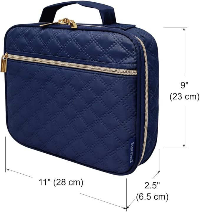 Large Travel Pill Bottle Organizer, Slim Medicine Bag, Carrier for Medications and Medical Supplies - Navy Ultrasonic
