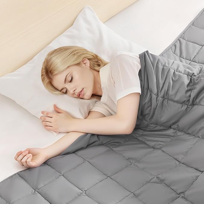 VEVOR Weighted Blanket 60 x 80 inch - Queen Size, 25 lbs Heavy Blanket with Cooling Glass Beads, Soft & Breathable for All-Season Use, Suitable for Adults 250–310 lbs, Ideal Gift Choice (Grey)