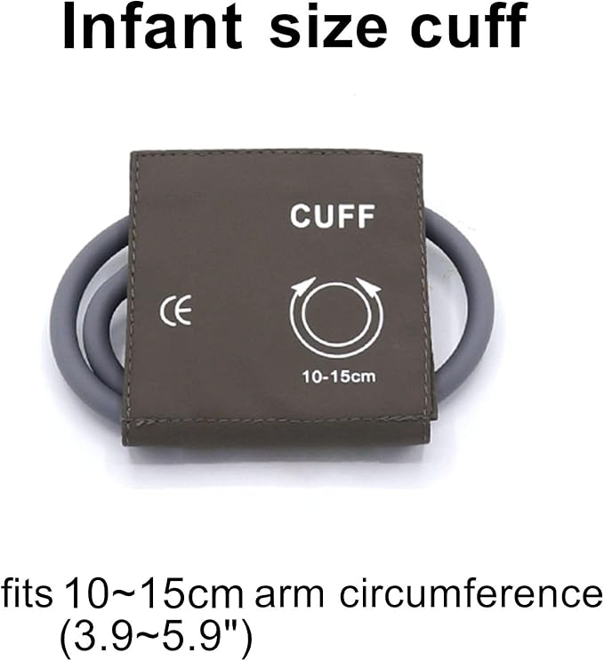 Universal NIBP Cuff for Infant, 10-15 cm Single Tube Reusable PU Brown Replacement Blood Pressure Cuff, No Connector