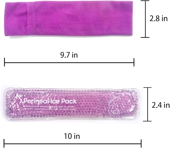 Reusable Perineal Ice Packs for Postpartum & Hemorrhoid Pain Relief, hot & Cold Pack for Women After Pregnancy, 2 Ice Pack and 3 Cover. (New Purple)