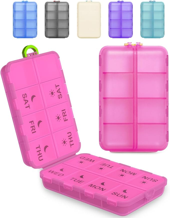 Pill Organizer Medicine Organizer Travel Essentials - Travel Pill Case with Labels, Large Daily Medicine Dispenser