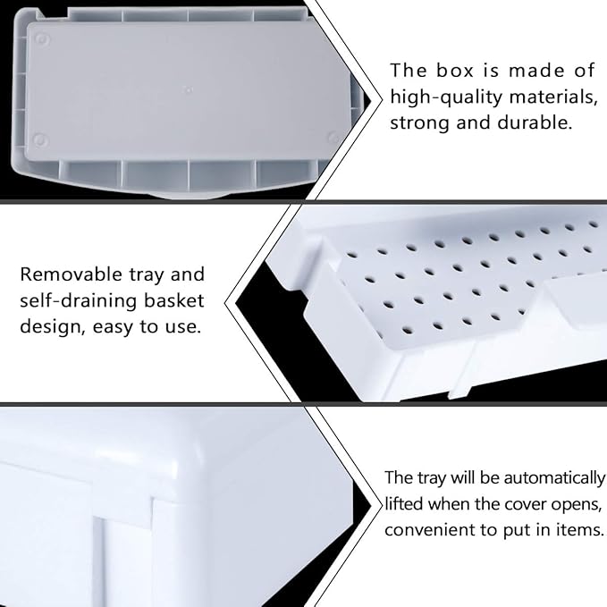 Gusnilo Sanitizing Tray - Disinfectant Container Nail Tool Sterilizer Box Plastic Sanitizing Box for Nail Tools, Hair Salon,Spa (Clear Lid, white)