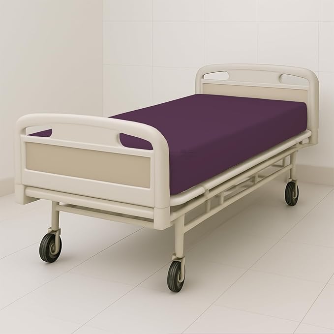 6 Pack Fitted Hospital Bed Sheets - Soft Microfiber Hospital Fitted Sheet - Hospital Bed Fitted Sheets (Plum, 36" x 84" x 12")